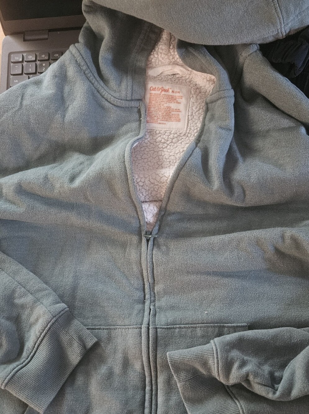 Cat & Jack Sage Green Sherpa-Lined Zip Hoodie